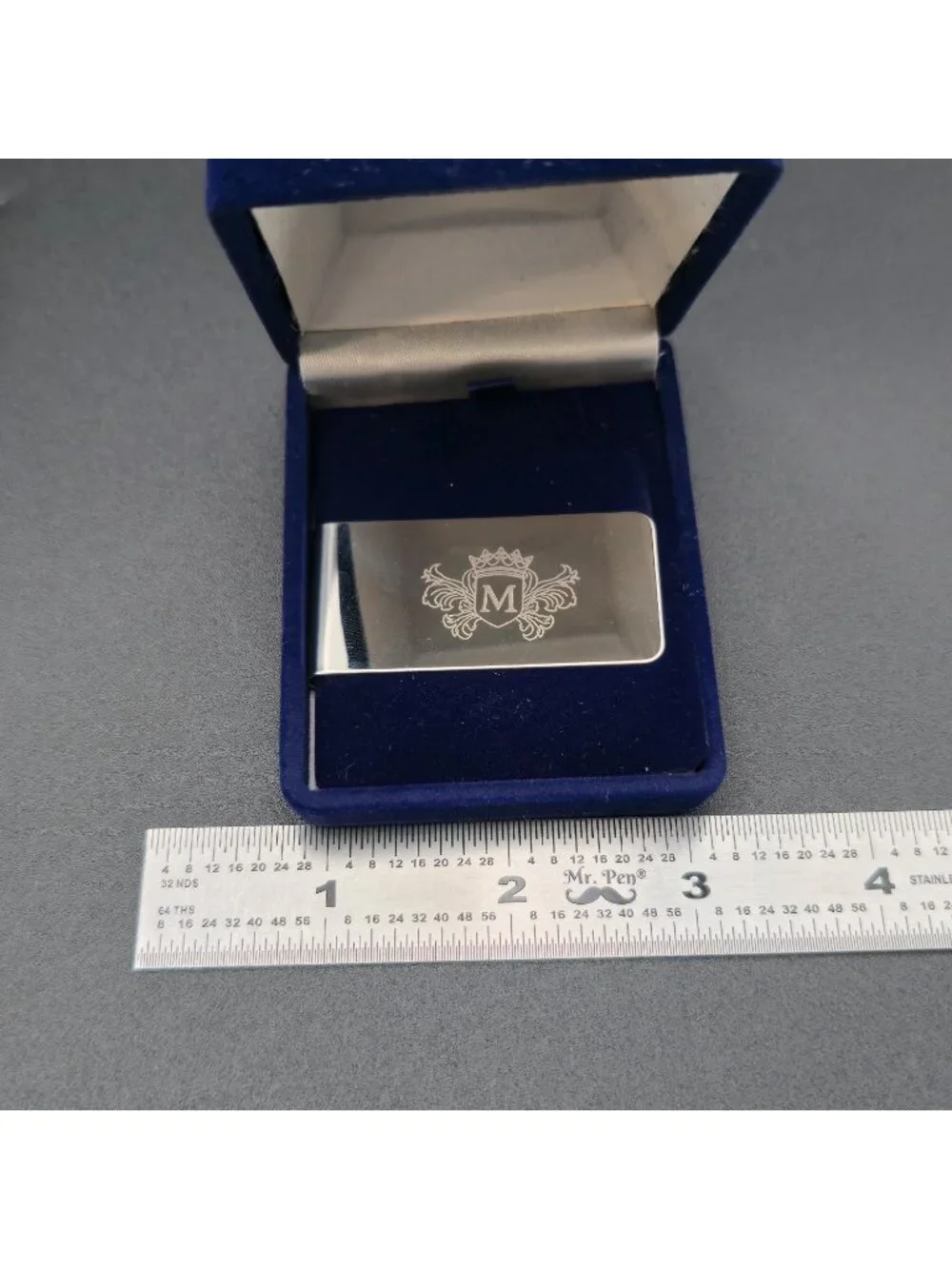 Morrissey Engraved Monogram Letter M Metal Money Clip with Presentation Box B132